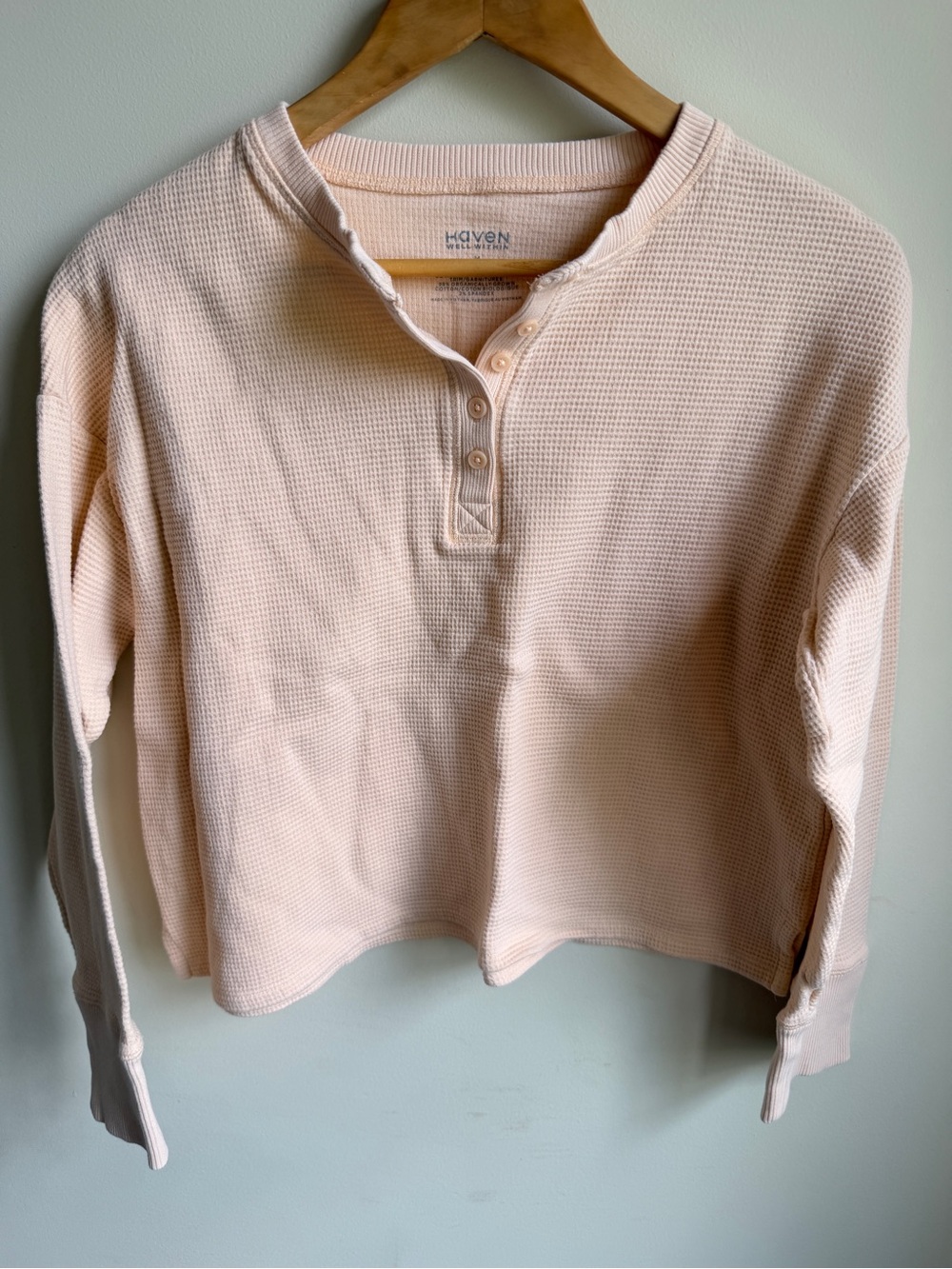Haven Well Within 100% Organic Cotton Waffle Knit Lounge Crop Top Peach M